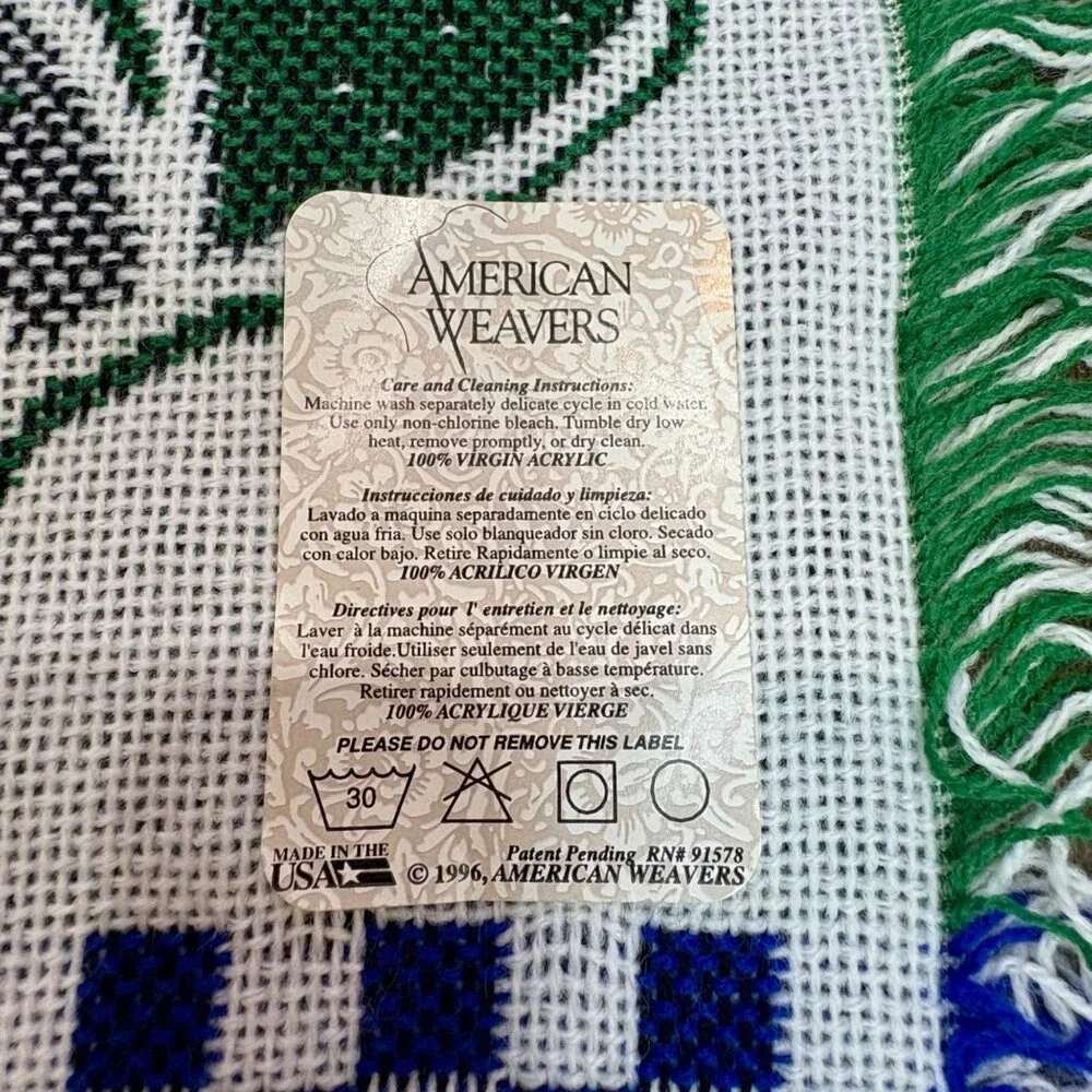 American Weavers Throw Blanket‎ Tapestry Puppy Teddy Stockings USA Holiday VTG
